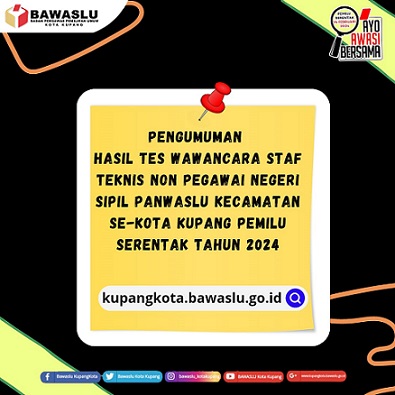 Pengumuman Staf Teknis Panwaslu Kecamatan