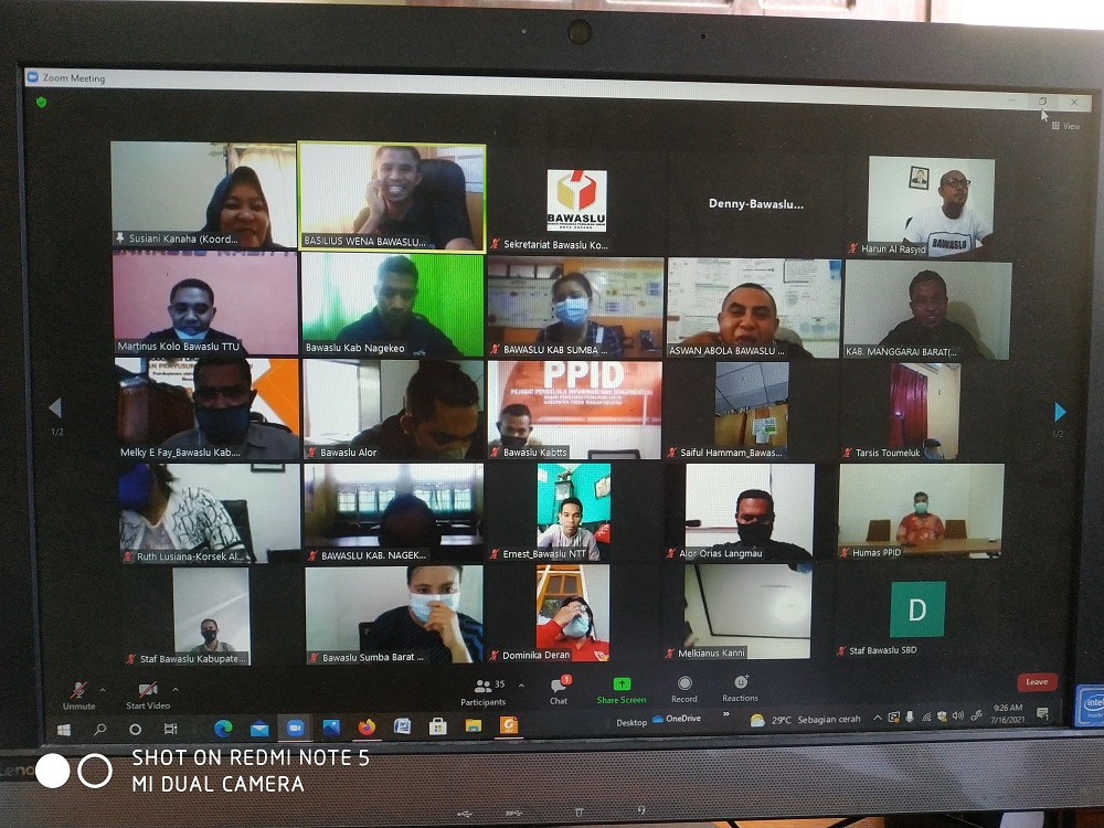 PENDALAMAN LEGAL DRAFTING DAN LEGAL OPINION, BAWASLU PROVINSI NTT GELAR RAPAT KERJA TEKNIS SECARA DARING.